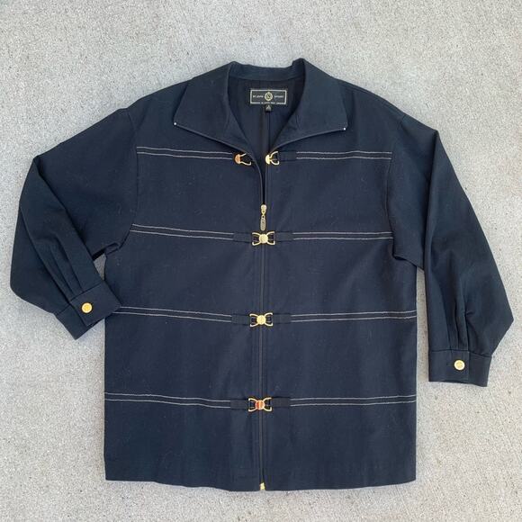 St. John Sport black and gold toggle zip up jacket SMALL - Picture 1 of 7